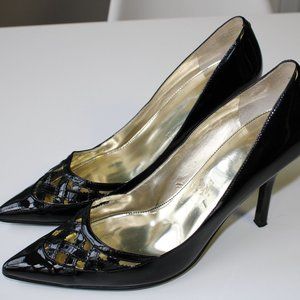 Vintage Black Patent Leather Stiletto Heels